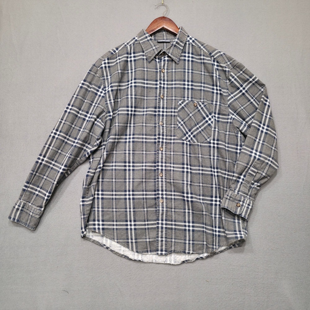 Okay Mens Multicolor‎ Plaid Long Sleeve Button Up Flannel Size Large
